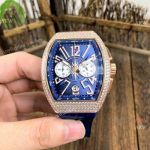 Fake Franck Muller Vanguard Yachting Rose Gold Blue Chronograph Watch 44mm_th.jpg